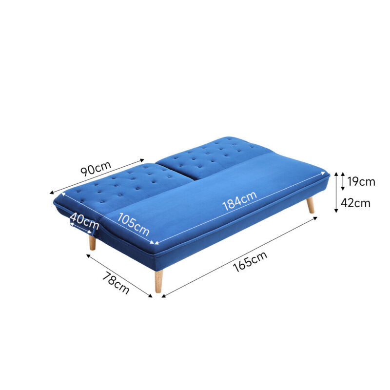 3 Seater Luxury Fabric Padded Sofa Bed Suite Quilted Back Recliner Sofabed
