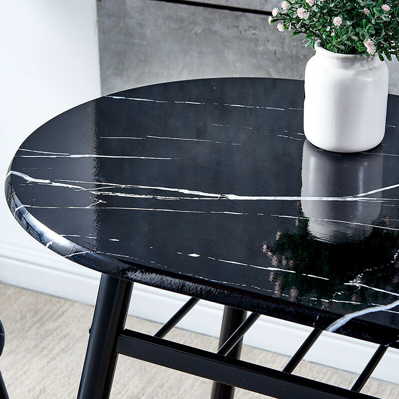 3 Pcs Set Dining Table & 2 Chairs Breakfast Bar Table For 2 Person Home Cafe BN