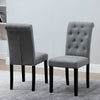 6 Pcs Dining Chairs Fabric Padded Black Chair Legs Furniture Home Modern Grey BN