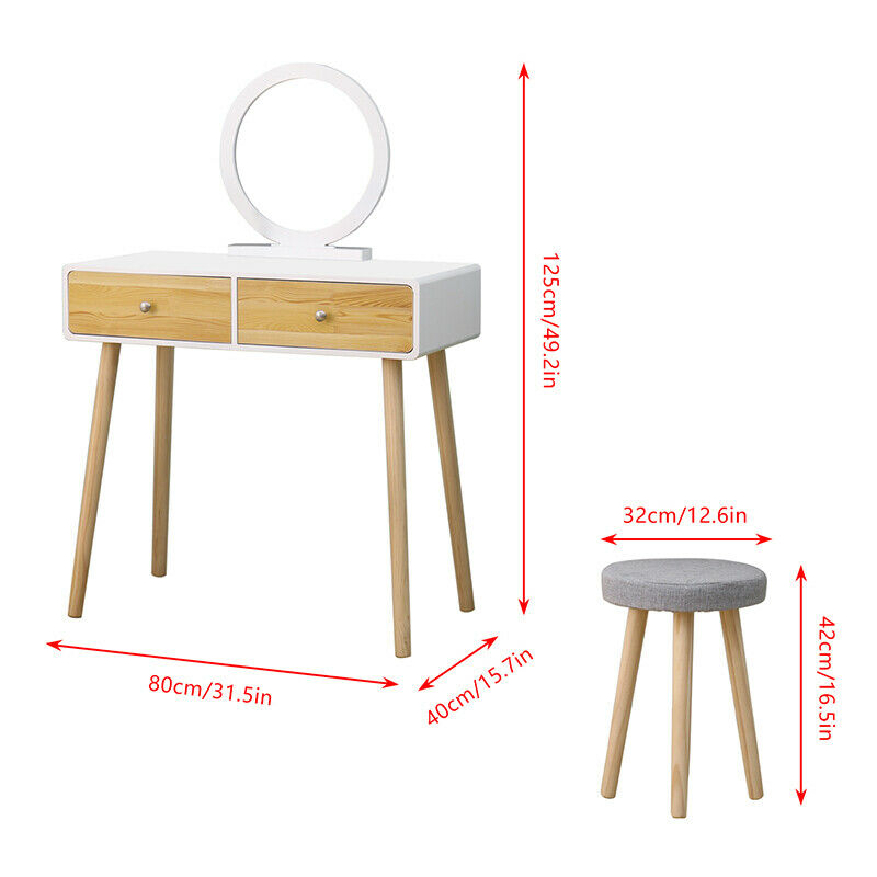 Modern Dressing Table Vanity Table Makeup Desk Dresser Set Home Bedroom Woman BN