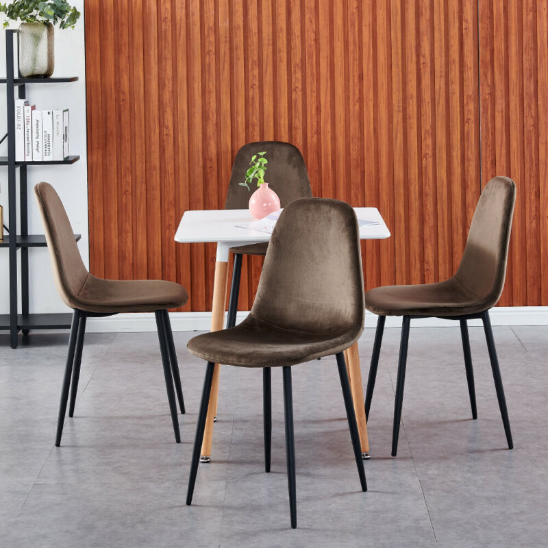 Set of 4 Velvet Dining Chairs Padded Backrest Home Living Room Kitchen Office BN