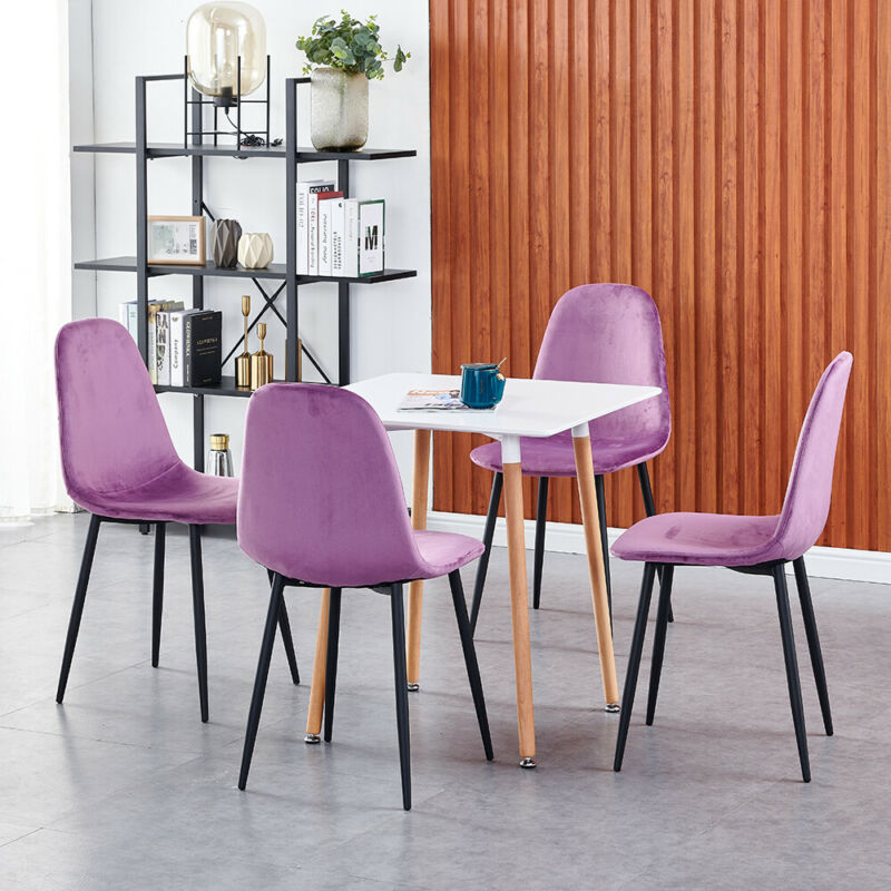 Set of 4 Velvet Dining Chairs Upholstered Seat Home Living Room Lounge Bedroom