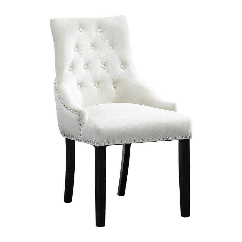 2x Velvet Dining Chairs Button Tufted with Rivets Knocker Lounge Chair Home BN