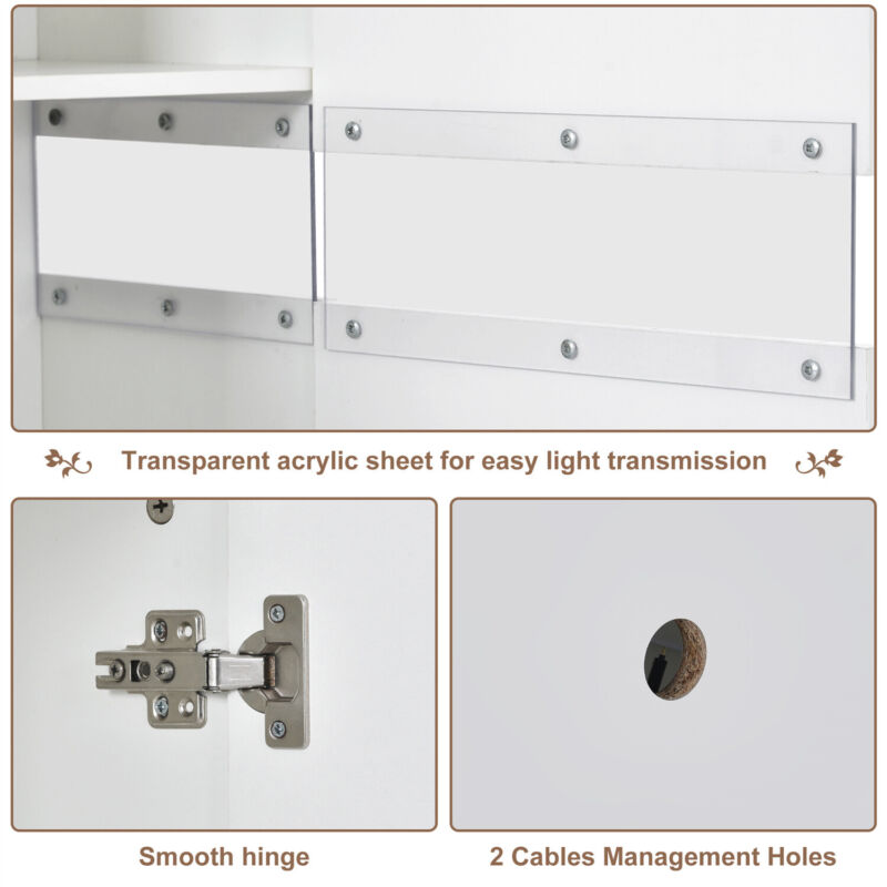 Modern Cabinet Cupboard Sideboard TV Unit High Gloss 2 Doors 4 Drawers With LED