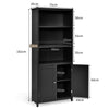 Wooden Tall Bookcase 3-Tier Shelving Storage Cabinet 2 Doors Display Organizer