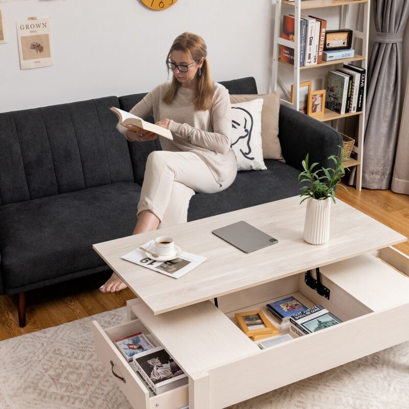 120cm Lift Top Coffee Table Modern Wooden Lift Top Dining Table Living Room