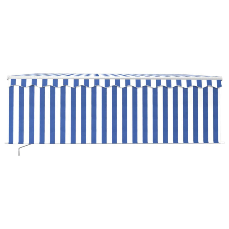 Manual Retractable Awning with Blind 4x3m Blue&White W8R7
