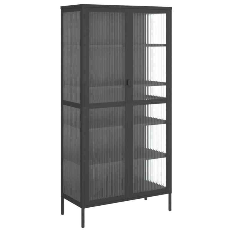 Highboard Black 85x40x180 Glass and Steel G7G8