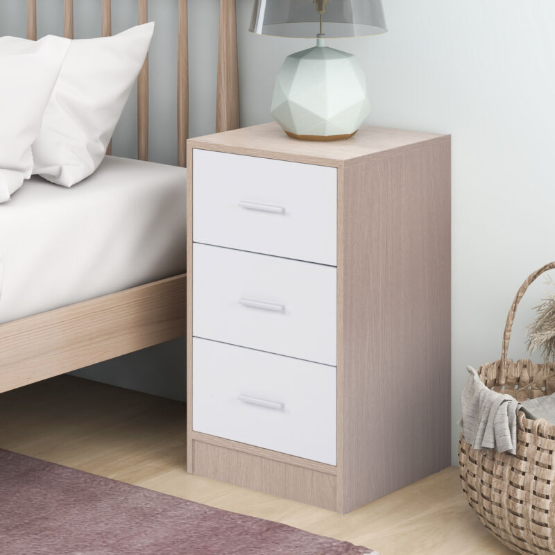 Bedside Table Storage Cabinet Chest of 3 Drawers Living Room Bedroom Furniture