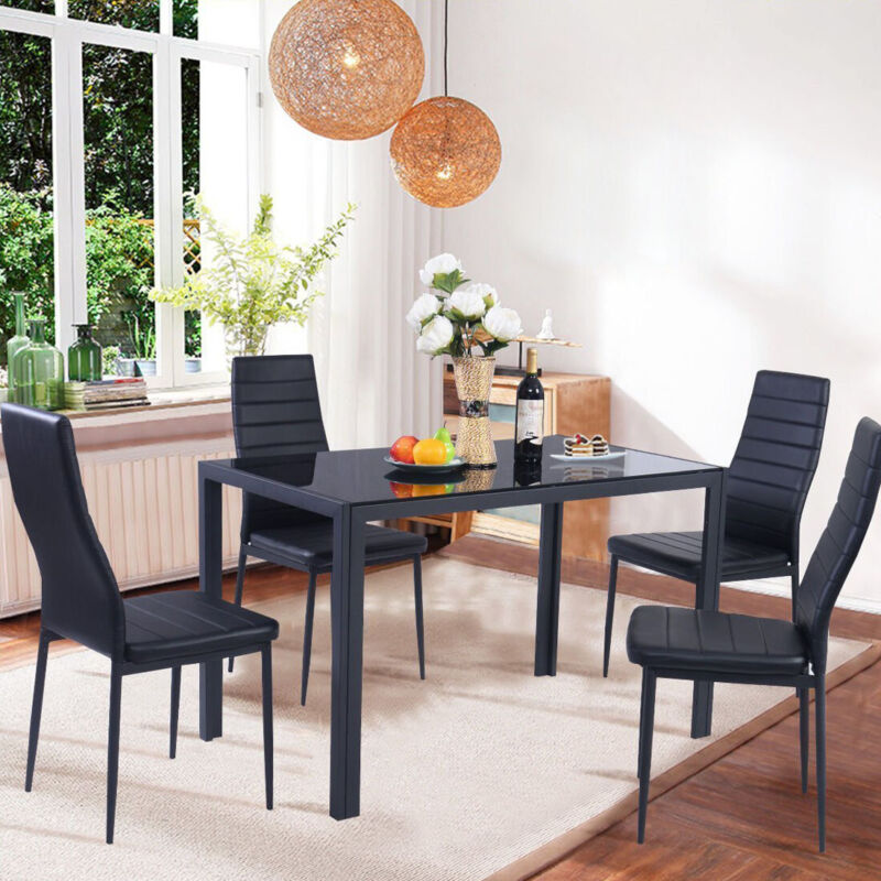 Dining table set 4 deals seater glass