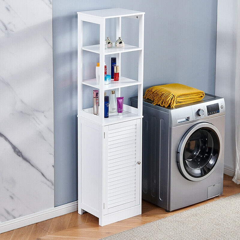 Floor Storage Cabinet Storage Units w/ Door Cupboard & Open Shelves Hallway Home