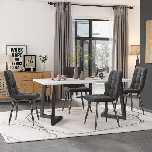 Modern Dining Table and 4 Chairs Set with Metal legs Dining Room Kitchen MR
