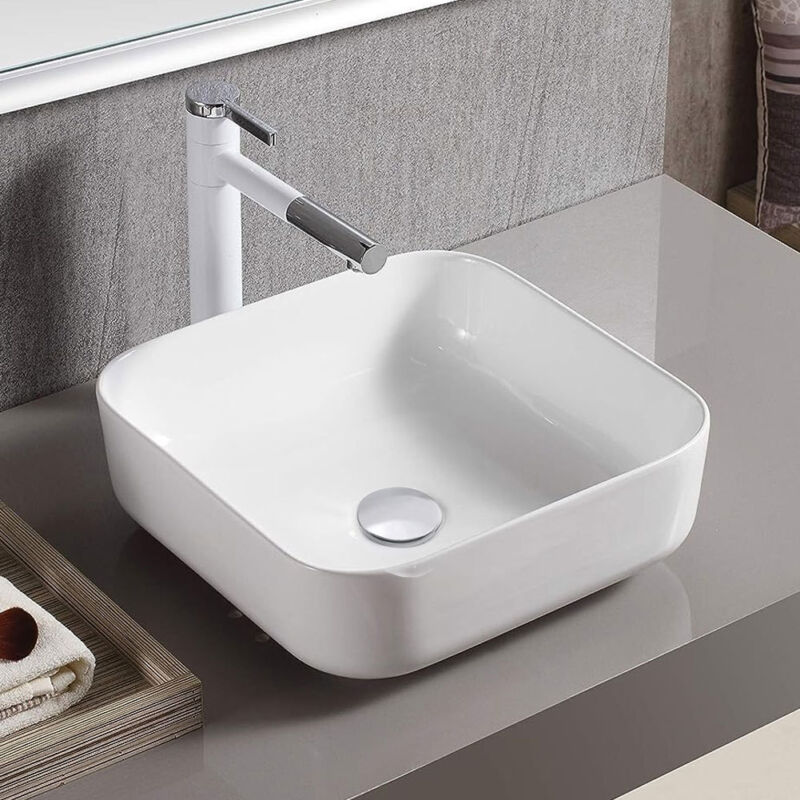 MULTI SHAPE BATHROOM CLOAKROOM COUNTERTOP CERAMIC BASIN SINK & POP UP WASTE SETS
