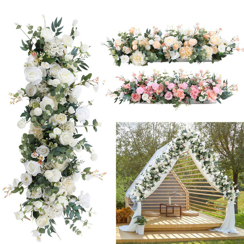 Wedding Artificial Flower Row Arch Table Background Bouquet Party Decor 100CM
