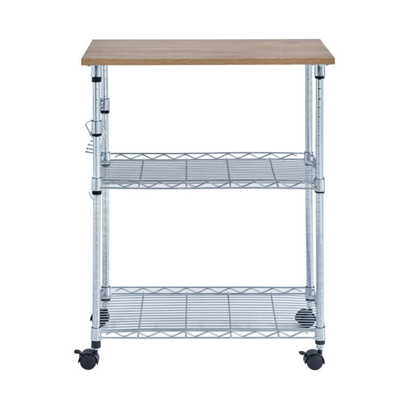 3 Tier Fruit Trolly Basket Rack Vegetable Storage Kitchen Cart with Wheels Home