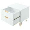 2Pcs Bedside Table w/ 2 Drawers Bedside Cabinet Metal Frame for Living Room MO