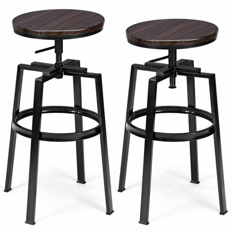 Set of 2 Industrial Bar Stool Pub Swiwal Chairs Kitchen Dining Seat W/ Footrest