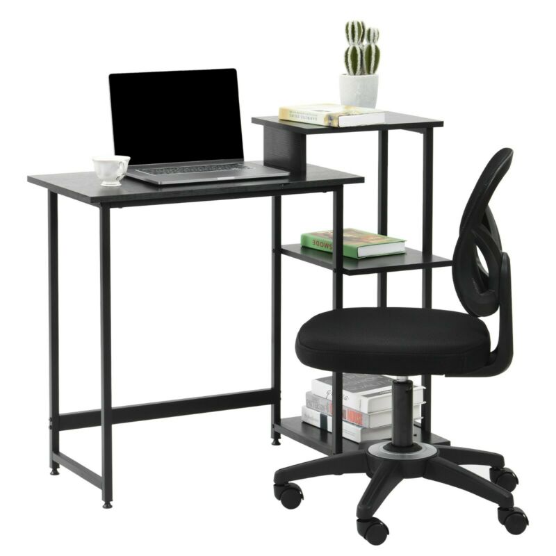 Computer Desk Home Office Study PC Writing Table Workstation Shelf Furniture UK