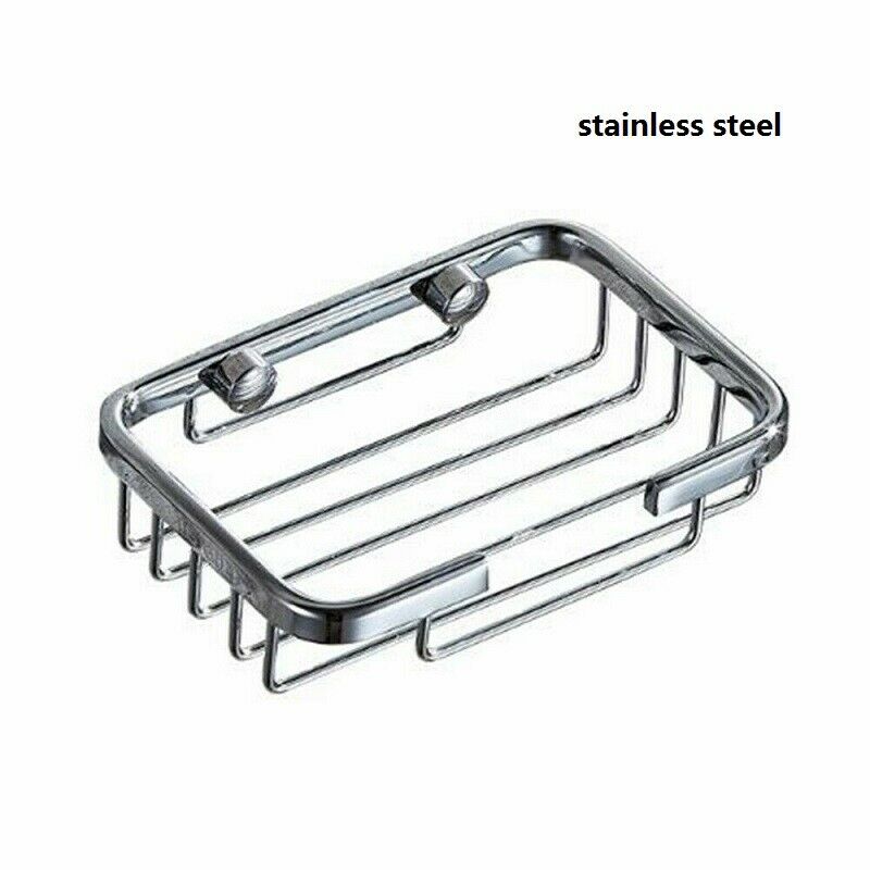Silver Stainless Steel Soap Holder Dish Bathroom Wall Mounted Storage Rack UK
