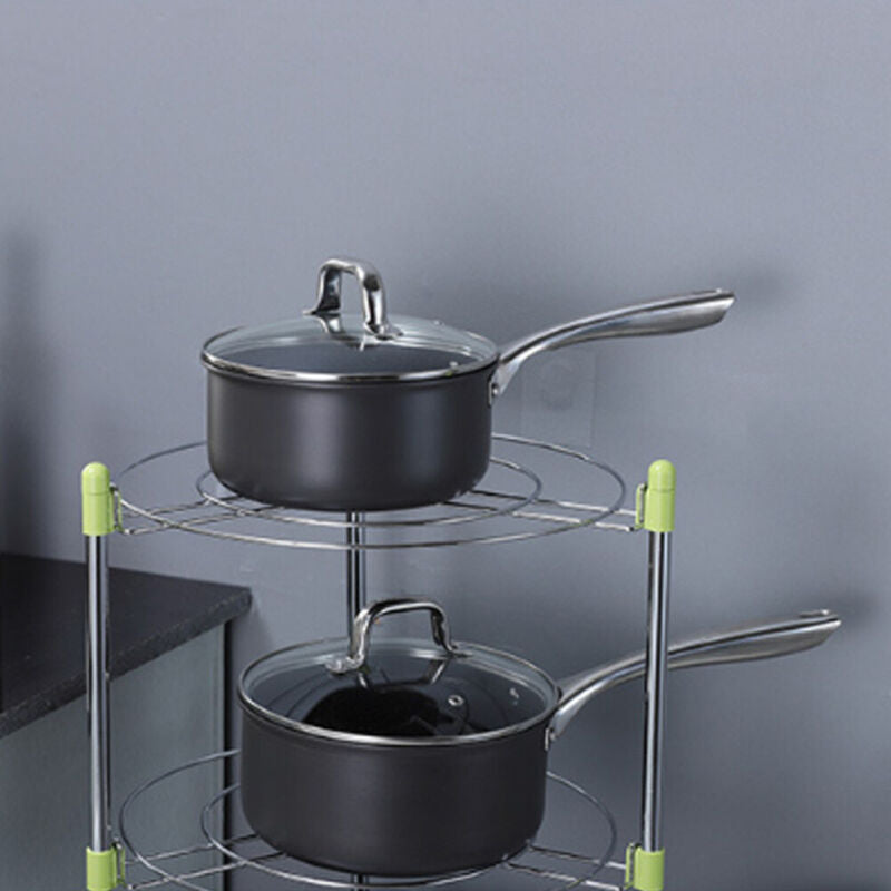 3/5 Tier Pot Storage Rack Pan Stand Saucepan Holder Kitchen Cookware Organiser