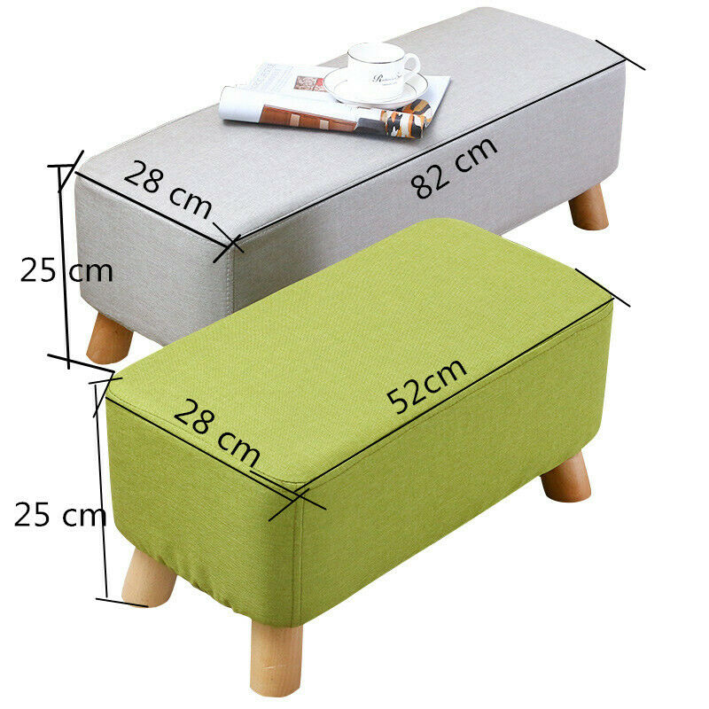 Linen Fabric Footstool Foot Rest Stool Pouffe Ottoman Seat Living Room Furniture