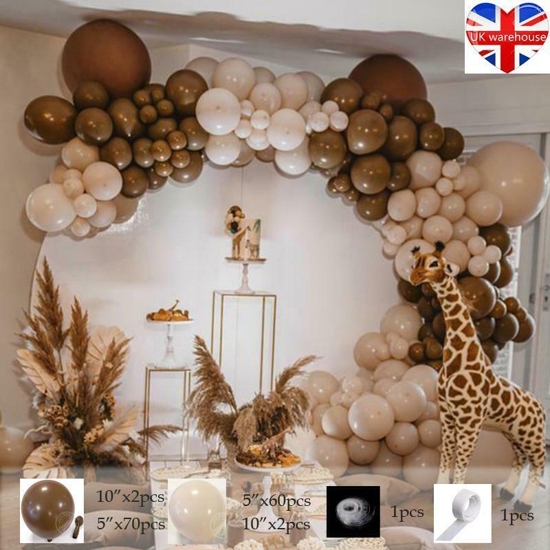 136Pcs/Set Coffee Balloons Garland Birthday Wedding Arch Skin Latex Baby Shower