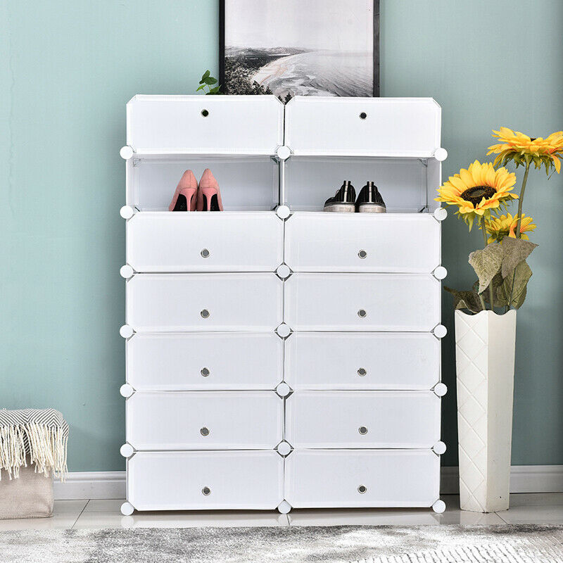 12 Cube DIY White Cabinet Cupbpard Shoe Storage Organizer Shoe Shelf Holder Home