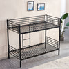 Black Bunk Bed Metal Frame with Ladder Home Dorm Bedroom Furniture for Family BN