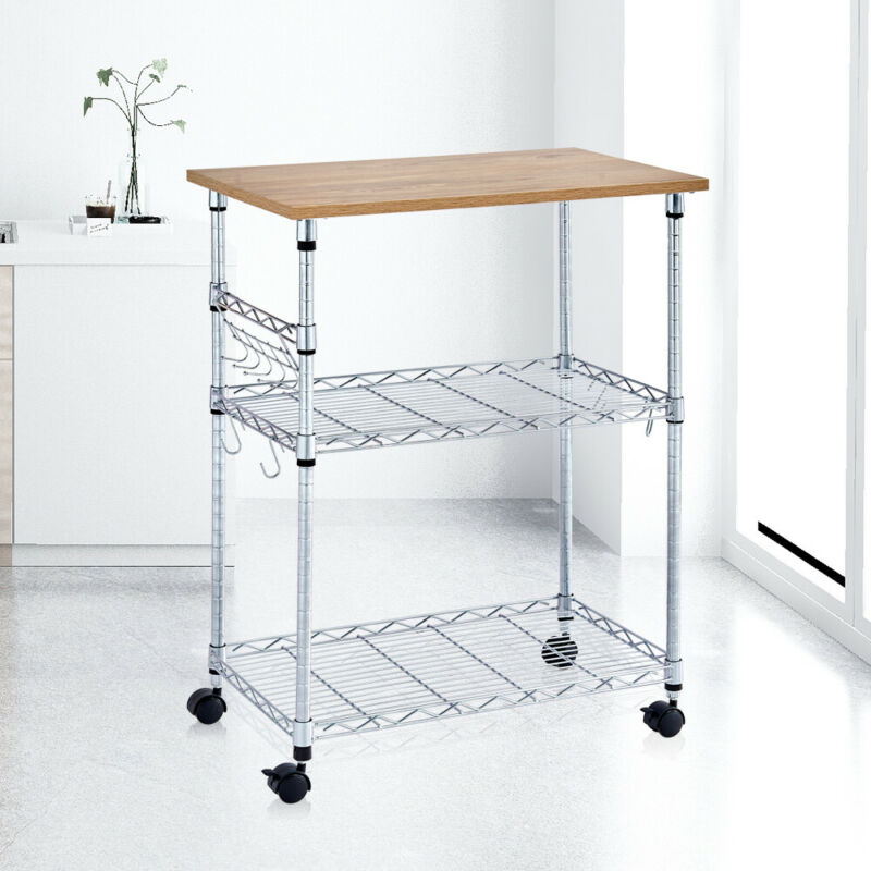 3 Tier Fruit Trolly Basket Rack Vegetable Storage Kitchen Cart with Wheels Home
