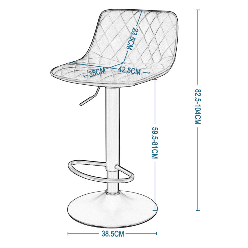 2x Breakfast Bar Stools Swivel Gas Lift Barstools Velvet Padded Kitchen Pub Cafe