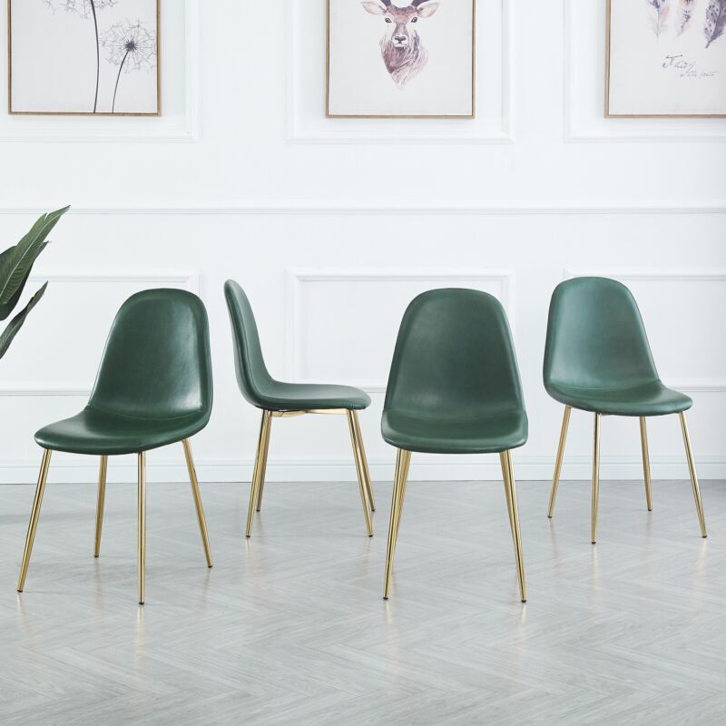 Green leather deals dining room chairs