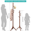 Beech Wooden Standing Coat Rack 8 Hooks Wood Tree Stand Coat Hat Handbag Rack