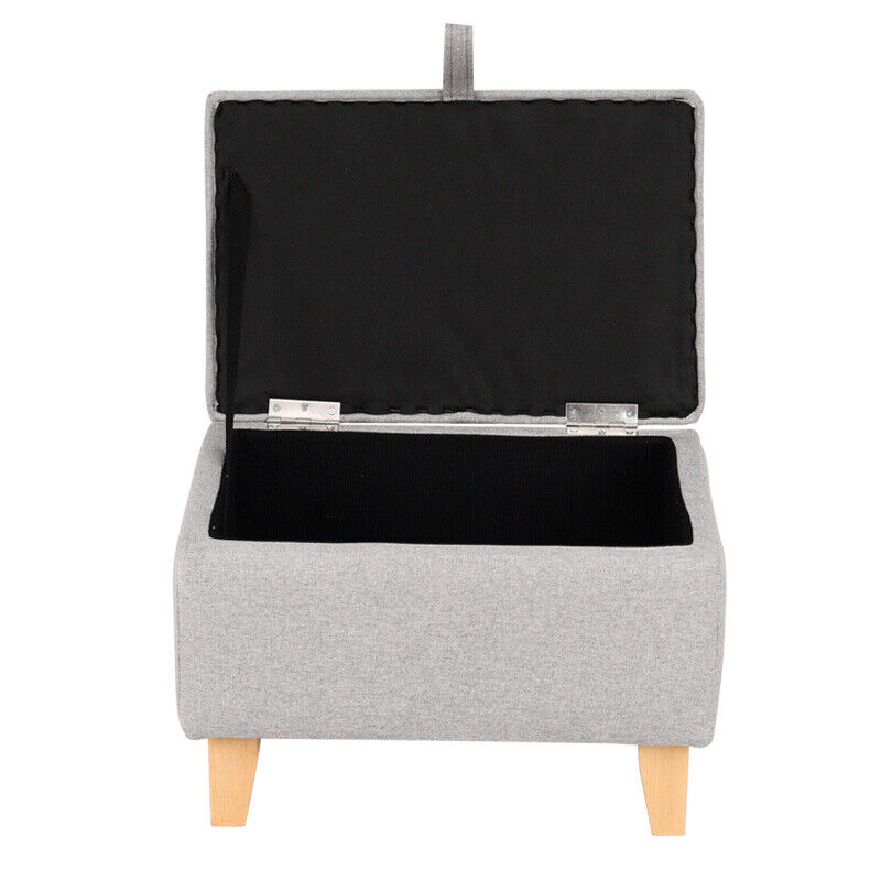 Linen Fabric Storage Ottoman Bench Seat Toy Box Pouffe Stool Bedroom Chair Rest