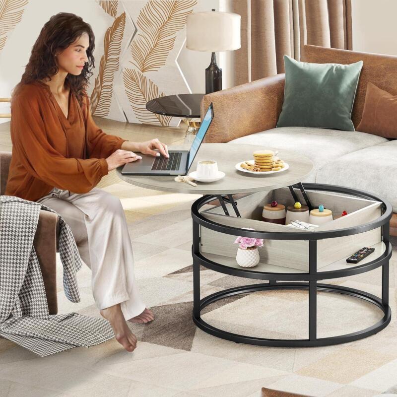 Beige round online coffee table