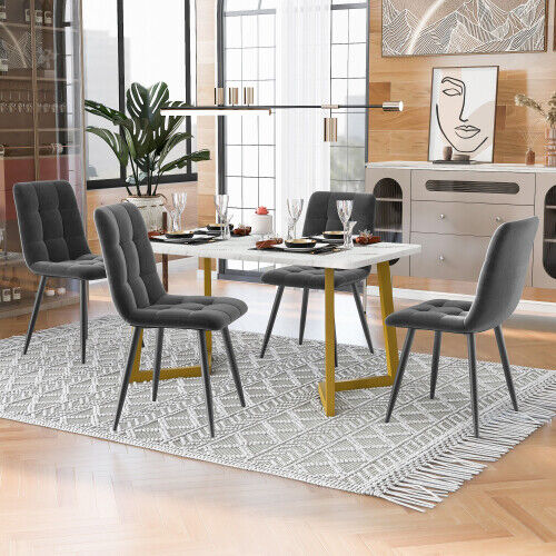 Modern Dining Table and 4 Chairs Set with Metal legs Dining Room Kitchen MR