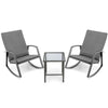 3PCS Outdoor Rattan Rocking Bistro Set Garden Patio Wicker Table & Chair Set