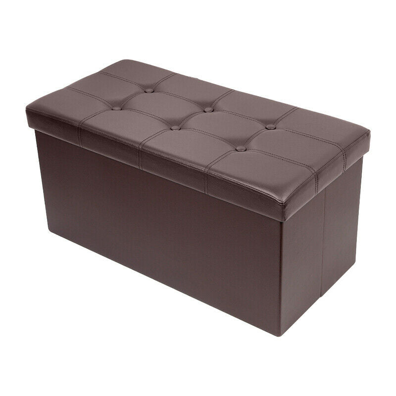 Faux Leather Folding Ottoman Storage Bench Perfect Toy and Shoes Living Room BN