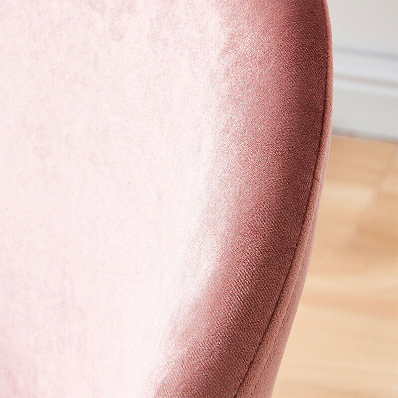 2 Pcs Pink Velvet Dining Chairs Make Up Chair Padded Seat Dining Room Kitchen BN