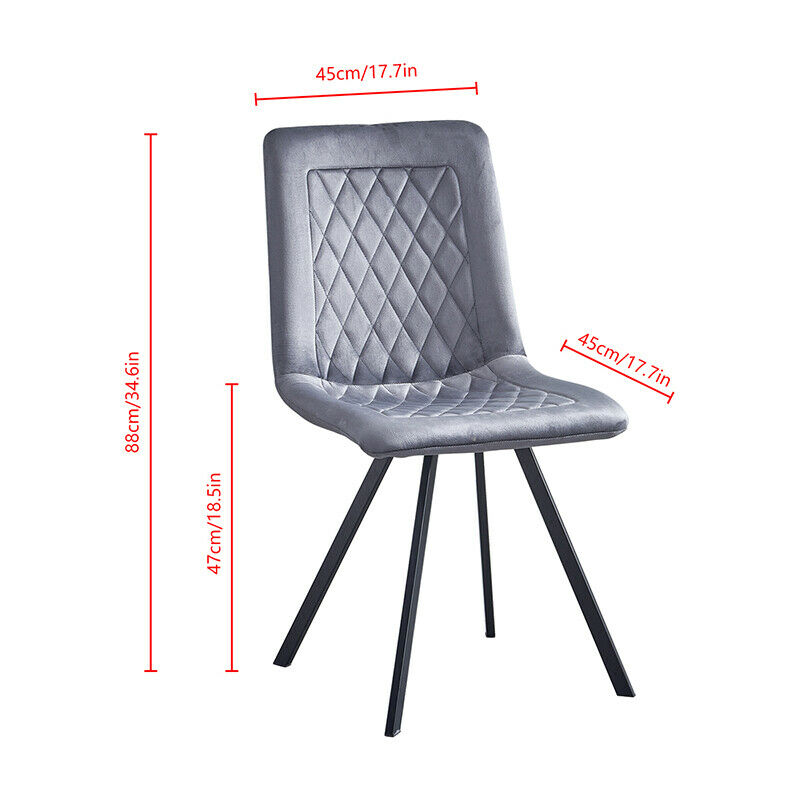 4 Pcs Velvet Dining Chairs Metal Legs Dining Room Kitchen Office Home Silver BN