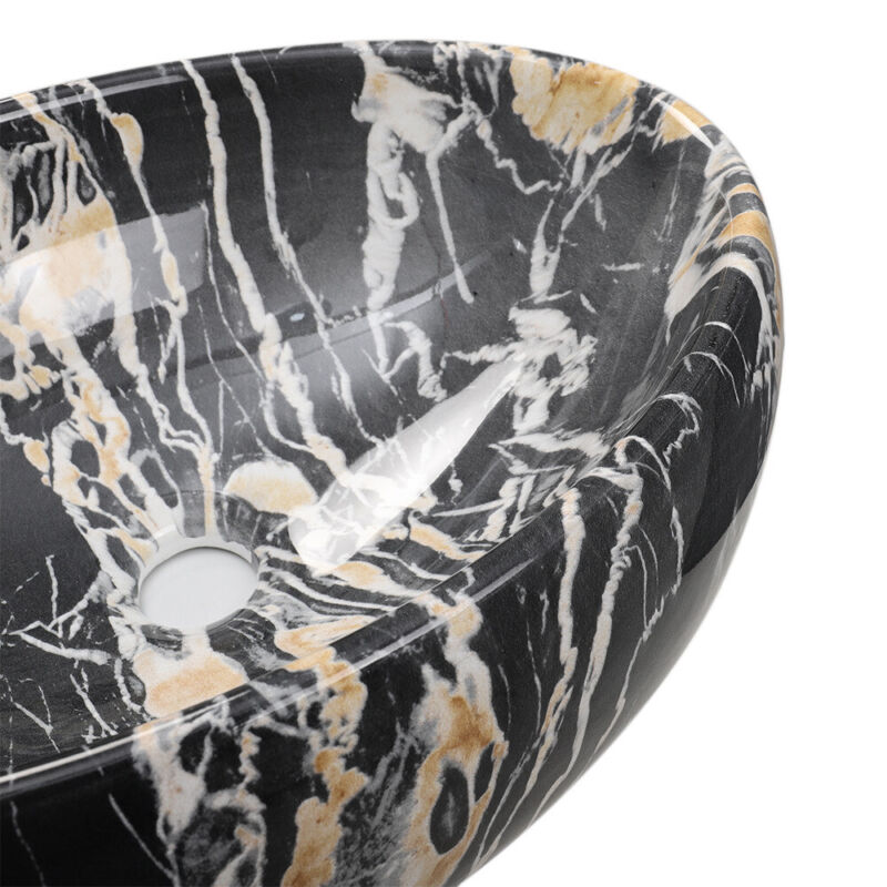 Marble Effect Glaze Bathroom Cloakroom Ceramic Counter Top Basin Sink Wash Bowl