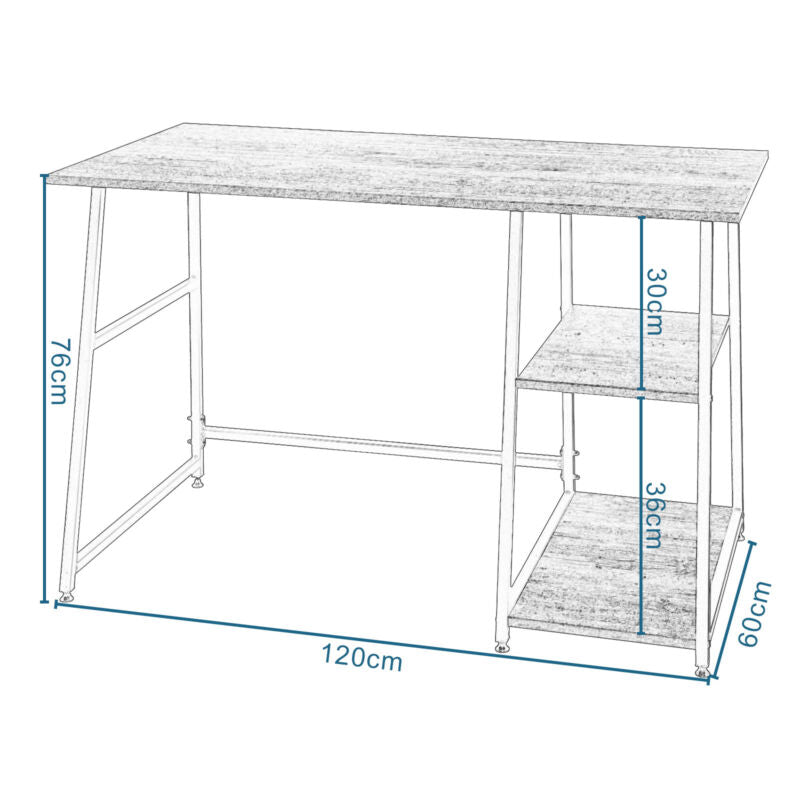 Computer Desk with 2 Tier Storage Shelves Study Writing Laptop Table Workstation