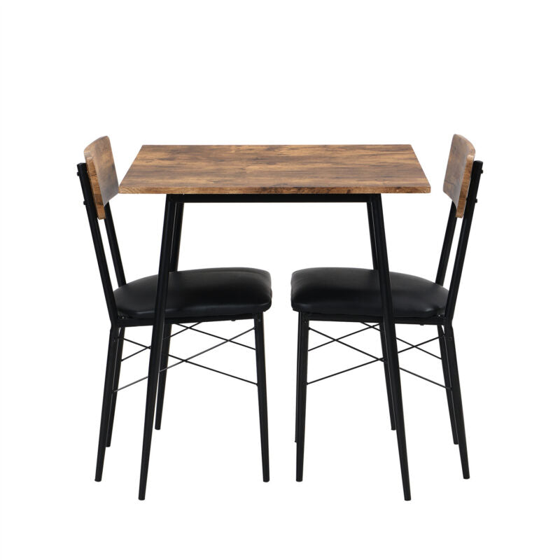 Wooden Metal Dining Table and Chairs 2 Set Padded Seat Kitchen Room Furniture