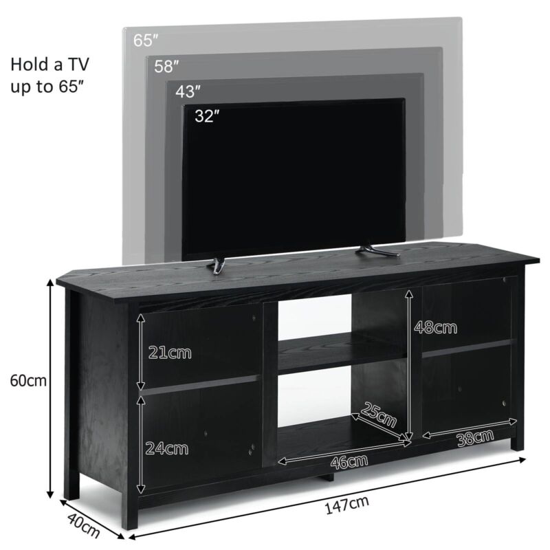 2-in-1 TV Stand for TVs up to 65 Inches Wooden TV Console Table Media Canter