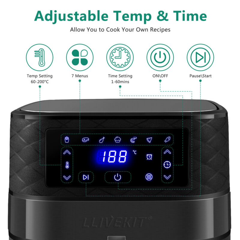 Air Fryer 5.5L Healthy Digital Frying Cooker Low Fat Oil Free Kitchen Oven 1700W