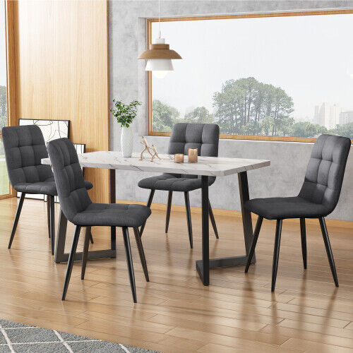 Modern Dining Table and 4 Chairs Set with Metal legs Dining Room Kitchen MR