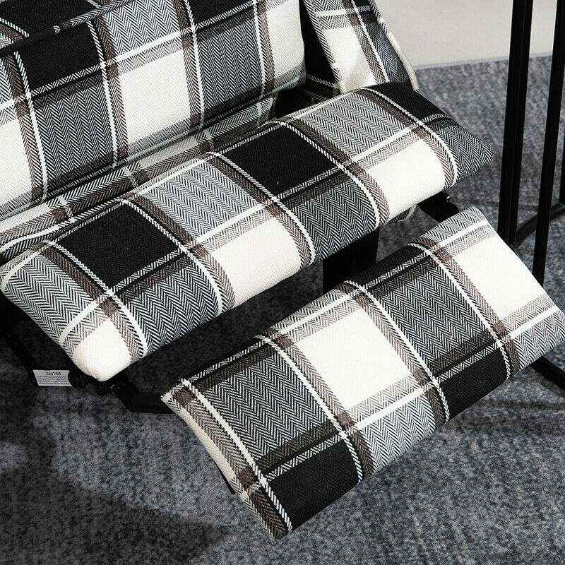 Black Check Recliner Armchair Wing Back Fireside Check Fabric Sofa Lounge Chair