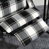 Black Check Recliner Armchair Wing Back Fireside Check Fabric Sofa Lounge Chair