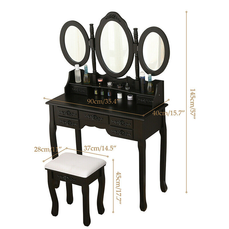 Modern Dressing Table Vanity Table Makeup Desk Dresser Set Home Bedroom Woman BN