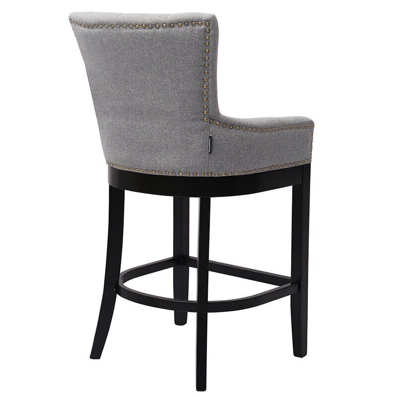 1x Grey High Bar Stools Kitchen Breakfast Dining Chairs Stool Seat Fabric Seater