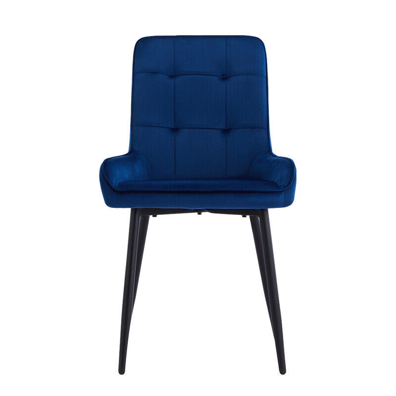 Set of 2 Dining Chairs Faux Leather/Velvet Upholstered Metal Legs Kitchen Chair